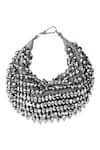 Buy_House of Kosha_Grey Glass Crystals Ophelia Suede Embellished Hobo Bag _at_Aza_Fashions