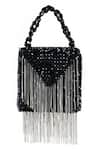 Buy_House of Kosha_Black Crystal Natali Suede Metal Hanging Embellished Bag _at_Aza_Fashions