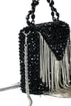 House of Kosha_Black Crystal Natali Suede Metal Hanging Embellished Bag _Online_at_Aza_Fashions