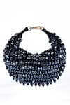 Buy_House of Kosha_Blue Glass Crystals Ophelia Embellished Hobo Bag _at_Aza_Fashions