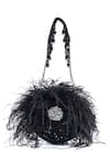 Buy_House of Kosha_Black Feather Kiraz Crystal Embellished Clutch _at_Aza_Fashions