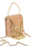 Buy_House of Kosha_Gold Chain Natali Metallic Crystal Embellished Bag _at_Aza_Fashions