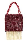 Shop_House of Kosha_Maroon Chain Natali Metallic Embellished Bag _at_Aza_Fashions