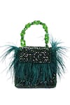 Buy_House of Kosha_Green Feather Natali Embellished Bag _at_Aza_Fashions