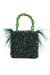 Shop_House of Kosha_Green Feather Natali Embellished Bag _at_Aza_Fashions