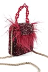 Buy_House of Kosha_Maroon Feather Natali And Crystal Embellished Bag _Online_at_Aza_Fashions