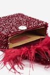 Shop_House of Kosha_Maroon Feather Natali And Crystal Embellished Bag _Online_at_Aza_Fashions