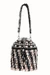 Buy_House of Kosha_Black Crystal Elly Embellished Bucket Bag _at_Aza_Fashions