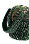 House of Kosha_Green Chain Diana Metallic Crystal Embellished Bucket Bag _Online_at_Aza_Fashions