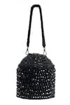 Buy_House of Kosha_Black Crystal Diana Embellished Bucket Bag _at_Aza_Fashions