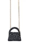 Shop_House of Kosha_Black Crystals Razzle Embellished Mini Sling Bag _at_Aza_Fashions