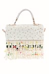 Buy_House of Kosha_White Crystals Alia And Pearl Embellished Box Bag _at_Aza_Fashions