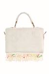 Shop_House of Kosha_White Crystals Alia And Pearl Embellished Box Bag _at_Aza_Fashions