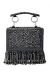 Buy_House of Kosha_Black Crystals Melody Bead Embellished Box Bag _at_Aza_Fashions