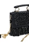 House of Kosha_Black Crystals Melody Bead Embellished Box Bag _Online_at_Aza_Fashions