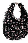 House of Kosha_Black Pearl Aliya And Stone Embellished Hobo Bag _Online_at_Aza_Fashions