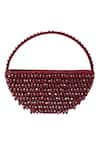 Buy_House of Kosha_Maroon Crystals Clara Embellished Crescent Bag _at_Aza_Fashions