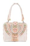 Buy_House of Kosha_Ivory Crystals Sara Flora Bead And Embellished Box Bag _at_Aza_Fashions