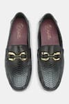 Buy_Lafattio_Black Ibiza Croc Skin Buckled Loafers 