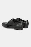 Shop_Lafattio_Black Barca Weave Textured Lace Up Shoes _Online_at_Aza_Fashions