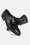 Lafattio_Black Barca Weave Textured Lace Up Shoes _at_Aza_Fashions