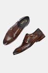 Buy_Lafattio_Brown Mallorca Double Monk Strap Colorblocked Shoes _at_Aza_Fashions