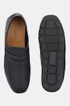 Shop_Lafattio_Black Pashmina Leather Textured Loafers _at_Aza_Fashions