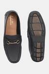 Shop_Lafattio_Black Pashmina Leather Textured Buckled Loafers _at_Aza_Fashions