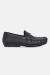 Shop_Lafattio_Black Pashmina Leather Textured Buckled Loafers _Online_at_Aza_Fashions