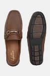 Shop_Lafattio_Brown Pashmina Leather Textured Loafers _at_Aza_Fashions