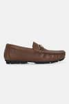 Shop_Lafattio_Brown Pashmina Leather Textured Loafers _Online_at_Aza_Fashions