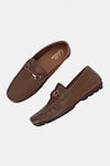 Shop_Lafattio_Brown Pashmina Leather Textured Loafers 