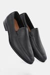 Shop_Lafattio_Black Pashmina Leather Grain Textured Loafers _Online_at_Aza_Fashions