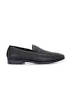 Lafattio_Black Pashmina Leather Grain Textured Loafers _at_Aza_Fashions