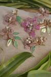 Buy_Floristaa by mahek_Multi Color Pearls, Stones Heba Floral Blossom Hair Pins-Set of 4_Online_at_Aza_Fashions
