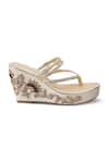 Buy_Crimzon_Gold Zardozi Kashida Embroidered Wedges _Online_at_Aza_Fashions