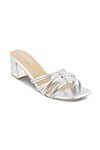 Buy_Crimzon_Silver Gauhar Criss Cross Strap Block Heels _at_Aza_Fashions