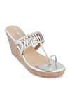 Buy_Crimzon_Silver Aisha Braided Strap Kolhapuri Wedges _at_Aza_Fashions