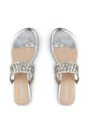 Shop_Crimzon_Silver Aisha Braided Strap Kolhapuri Wedges _at_Aza_Fashions