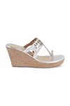 Crimzon_Silver Aisha Braided Strap Kolhapuri Wedges _Online_at_Aza_Fashions