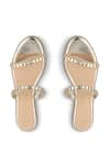 Shop_Crimzon_Gold Stone Zoya Studded Wedges _at_Aza_Fashions