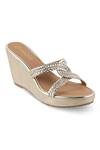 Buy_CRIMZON_Gold Jessica Braided Wedges_at_Aza_Fashions