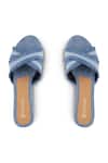 Shop_CRIMZON_Blue Aiyana Criss Cross Embroidered Wedges _at_Aza_Fashions