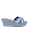CRIMZON_Blue Aiyana Criss Cross Embroidered Wedges _Online_at_Aza_Fashions