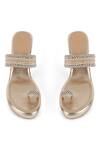 Shop_Crimzon_Gold Crystals Suniya Stone Embellished Kolhapuri Wedges _at_Aza_Fashions