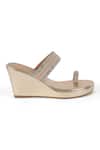 Buy_Crimzon_Gold Crystals Suniya Stone Embellished Kolhapuri Wedges _Online_at_Aza_Fashions