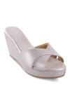 CRIMZON_Rose Gold Glitter Aiyana Textured Cross Strap Wedges_Online_at_Aza_Fashions