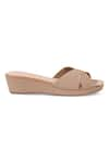 Crimzon_Beige Aiyana Cross Strap Wedges _Online_at_Aza_Fashions