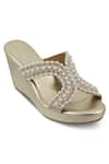 Buy_Crimzon_Gold Pearl Norah Embellished Wedges _at_Aza_Fashions