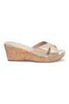 Crimzon_Gold Aiyana Glimmery Cross Strap Wedges _Online_at_Aza_Fashions